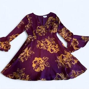 Everly Dress in Purple and Gold Floral